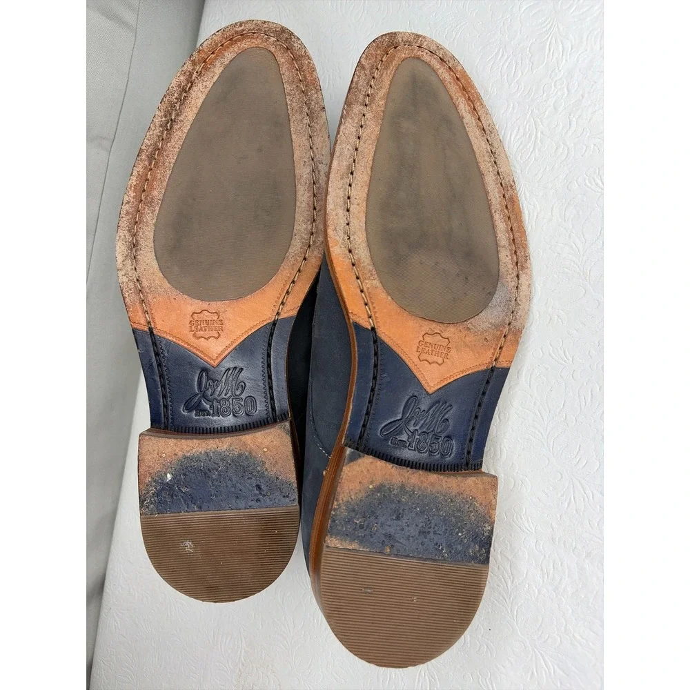 Johnston & Murphy Mens Blue  Italian‎ Suede Plain Toe Derby Shoes 10.5 M